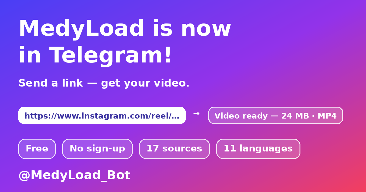 MedyLoad — Telegram-бот доно видео темлӹмӹ